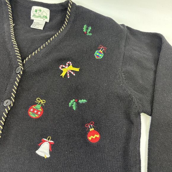 The Quacker Factory Christmas Sweater Cardigan Ornaments Presents Candles 1X - Picture 5 of 15